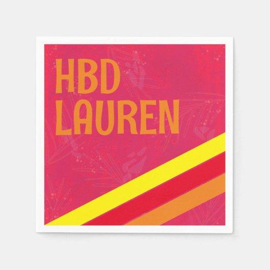 Preppy Birthday Hot Pink Stripe Servet (Voorkant)