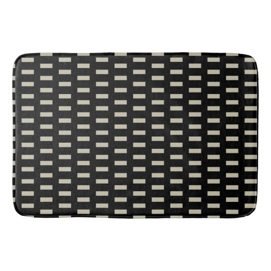 Preppy Black en Ivory Geometric Pattern Badmat (Voorkant)