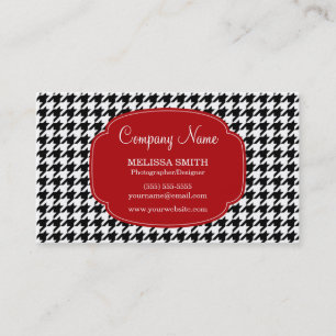 Preppy Black en Red Houndstooth Pattern Visitekaartje