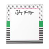 Preppy Black en White Dot Stripe Notitieblok (Voorkant)
