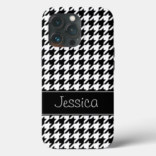 Preppy Black en White Houndstooth op maat Case-Mate iPhone Case (Achterkant)