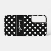Preppy Black en White Polka Dots gepersonaliseerd Samsung Galaxy Hoesje (Achterkant horizontaal)