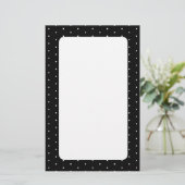 Preppy Black en White Tiny Polka Dots Pattern Briefpapier (Staand voorkant)