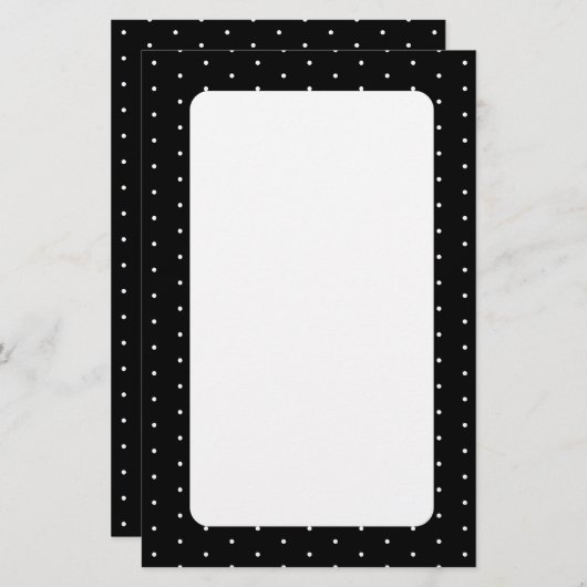 Preppy Black en White Tiny Polka Dots Pattern Briefpapier (Voorkant / Achterkant)