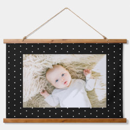 Preppy Black en White Tiny Polka Dots Pattern Hangend Wandkleed