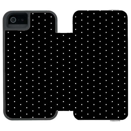 Preppy Black en White Tiny Polka Dots Pattern Incipio iPhone Portemonnee Hoesje (Agenda Open)