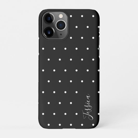 Preppy Black en White Tiny Polka Dots Pattern iPhone Hoesje (Achterkant)