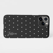 Preppy Black en White Tiny Polka Dots Pattern iPhone Hoesje (Achterkant horizontaal)