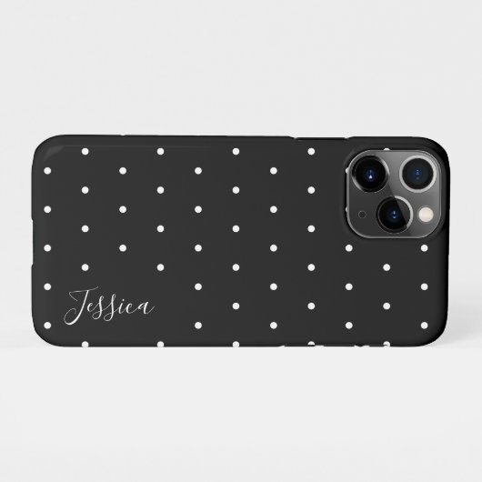 Preppy Black en White Tiny Polka Dots Pattern iPhone Hoesje (Achterkant horizontaal)