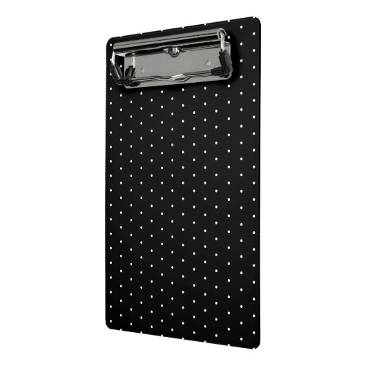 Preppy Black en White Tiny Polka Dots Pattern Mini Klembord (Angled2)