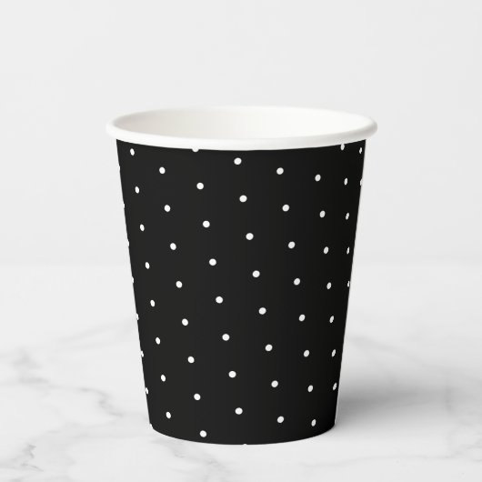 Preppy Black en White Tiny Polka Dots Pattern Papieren Bekers (Achterkant)