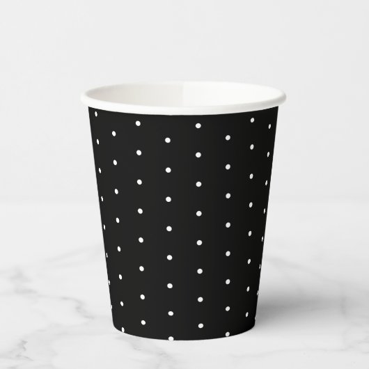 Preppy Black en White Tiny Polka Dots Pattern Papieren Bekers (Links)