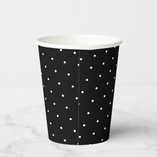 Preppy Black en White Tiny Polka Dots Pattern Papieren Bekers (Rechts)