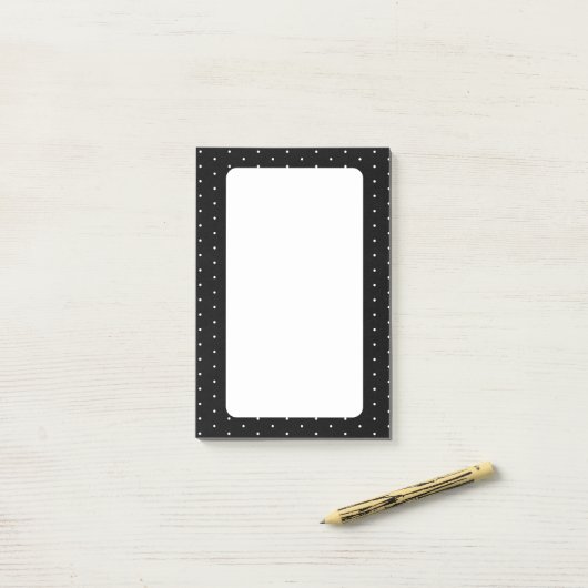 Preppy Black en White Tiny Polka Dots Pattern Post-it® Notes (Op bureau)