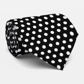 Preppy Black en White Tiny Polka Dots Pattern Stropdas (Opgerold)