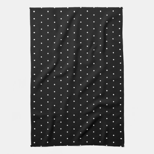 Preppy Black en White Tiny Polka Dots Pattern Theedoek (Verticaal)