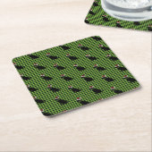 Preppy Black Lab kerst Pattern Green Gingham Kartonnen Onderzetters (Schuin)