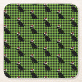 Preppy Black Lab kerst Pattern Green Gingham Kartonnen Onderzetters (Voorkant)