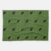 Preppy Black Lab kerst Pattern Green Gingham Theedoek (Horizontaal)