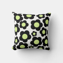 Preppy Black Neon Green Hippie Flower Pattern