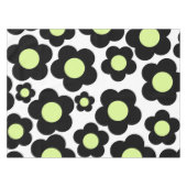 Preppy Black Neon Green Hippie Flower Pattern Tafelkleed (Voorkant (Horizontaal))
