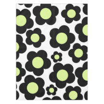 Preppy Black Neon Green Hippie Flower Pattern