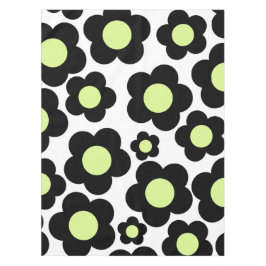 Preppy Black Neon Green Hippie Flower Pattern Tafelkleed