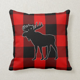 Preppy Black Red Buffalo Check   los Kussen
