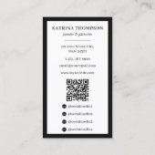 Preppy Black White Stripes Bakery Logo QR Code Visitekaartje (Achterkant)