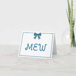 Preppy Blau en Witte Strik Monogram Notitiekaartje