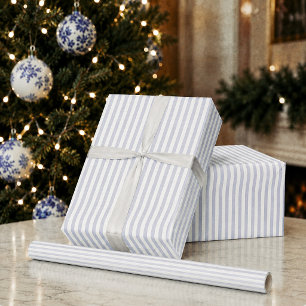 Preppy Blau Gestreepte Kerstmis Cadeaupapier