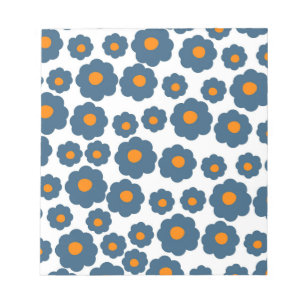 Preppy Blau Oranje Hippie Bloem Patroon Notitieblok