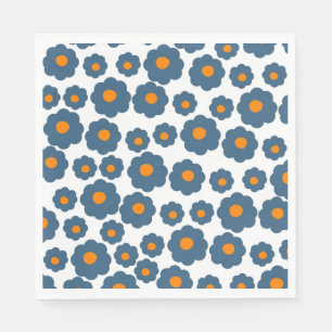 Preppy Blau Oranje Hippie Bloem Patroon Servet