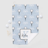 Preppy Blau Witte Strikpatroon Monogram Golfhanddoek (Insitu)