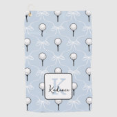 Preppy Blau Witte Strikpatroon Monogram Golfhanddoek (Voorkant)