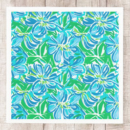 Preppy Blauw Bloemmotief / Elegant Bloemenfeestje Servet