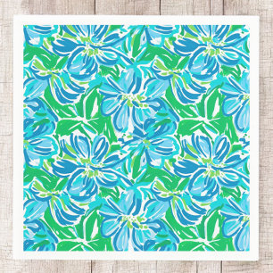 Preppy Blauw Bloemmotief / Elegant Bloemenfeestje Servet