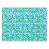 Preppy Blauw Bloemmotief / Elegant Tuin Coastale F Tafelkleed (Voorkant (Horizontaal))