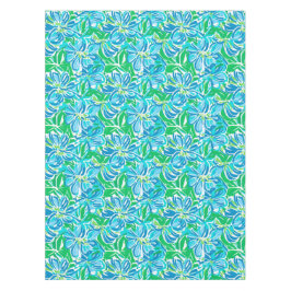 Preppy Blauw Bloemmotief / Elegant Tuin Coastale F Tafelkleed