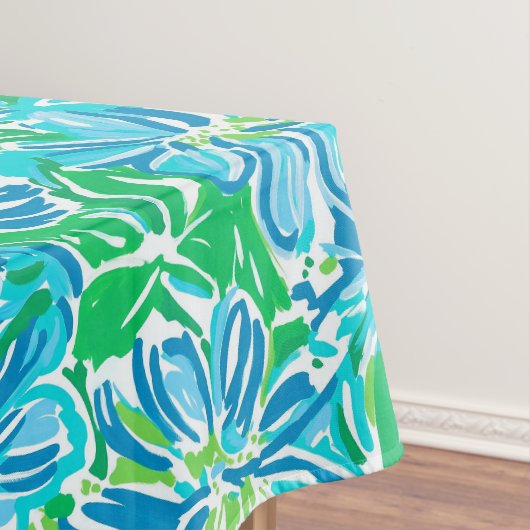 Preppy Blauw Bloemmotief / Elegant Tuin Coastale F Tafelkleed (Voorbeeld)