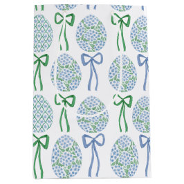 Preppy Blauw en Groen Pasen Bogen en Eieren Medium Cadeauzakje