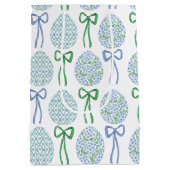 Preppy Blauw en Groen Pasen Bogen en Eieren Medium Cadeauzakje (Achterkant)
