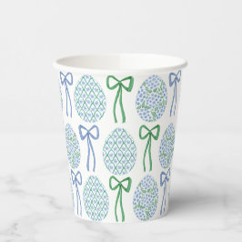 Preppy Blauw en Groen Pasen Bogen en Eieren Papieren Bekers