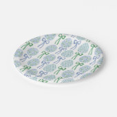 Preppy Blauw en Groen Pasen Bogen en Eieren Papieren Bordje (Gekanteld)