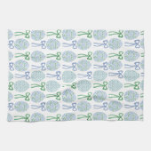 Preppy Blauw en Groen Pasen Bogen en Eieren Theedoek (Horizontaal)