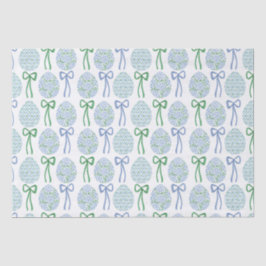 Preppy Blauw en Groen Pasen Bogen en Eieren Tissuepapier