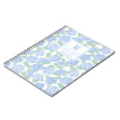Preppy Blauw en Groene Hortensia Monogram Notitieboek (Linkerzijde)