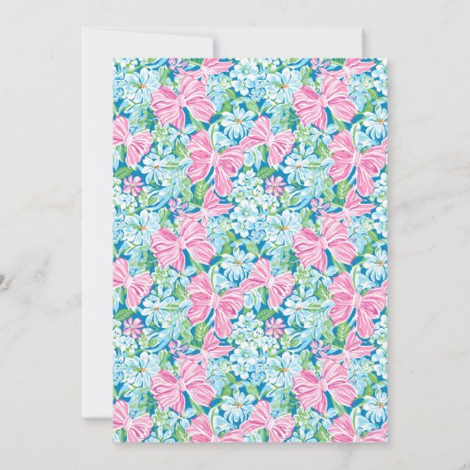 Preppy Blauw en Roze Bruids Douche uitnodiging (Achterkant)