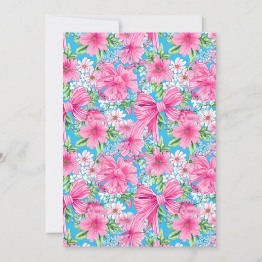 Preppy Blauw en Roze Bruids Douche uitnodiging (Achterkant)