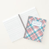Preppy Blauw en Roze Plaid Compositie Notitieboek (Binnen)